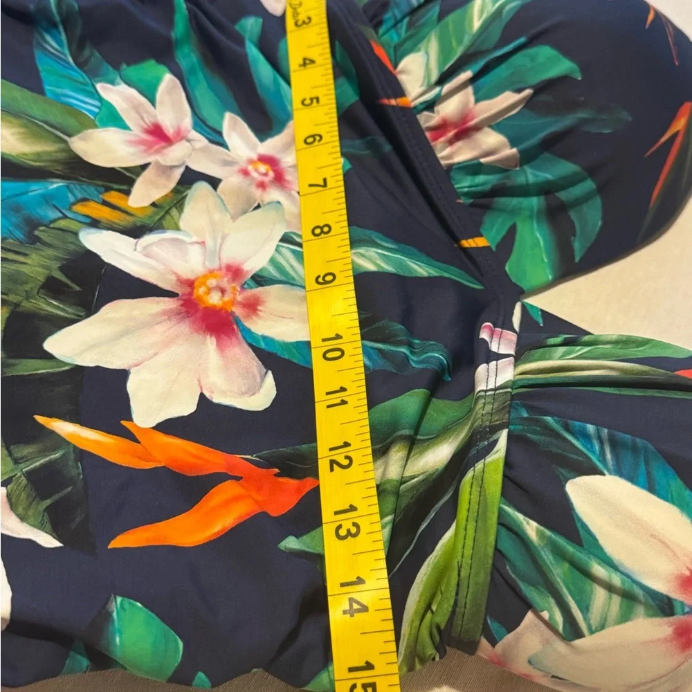 LAUREN RALPH LAUREN Wom. 16 Watercolor Tropical Printed‎ Tummy-Control One-Piece